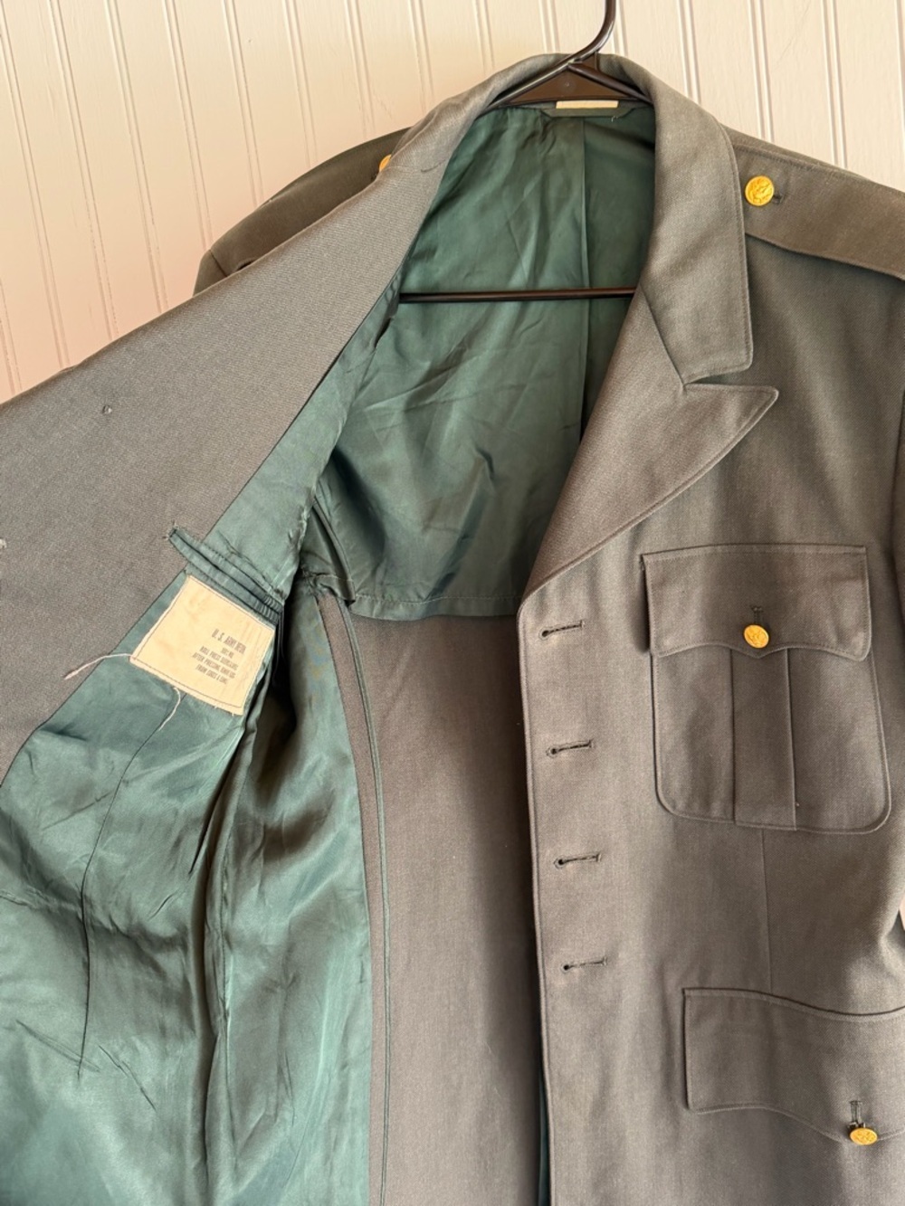 Vintage U.S. Army Dress Green Jacket w/ Patches Sz 40L - Picture 7 of 9